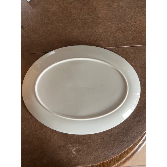 Mr. Steak Oval Serving Platter Dish 12" White Porcelain Retro Dining Collectible - Picture 3 of 3